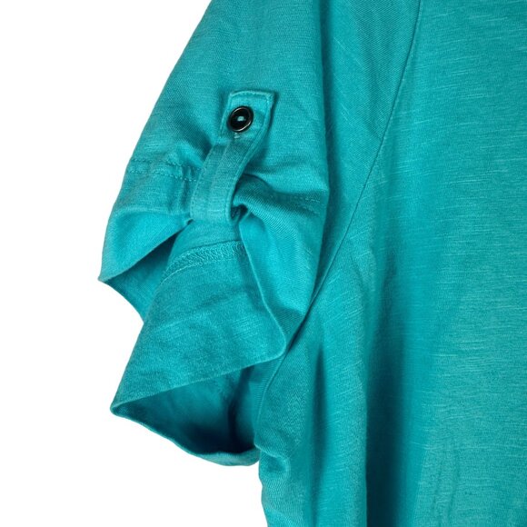 Croft & Barrow Womens Size 3X Turquoise Embroidered Button Accent Top - Picture 5 of 7